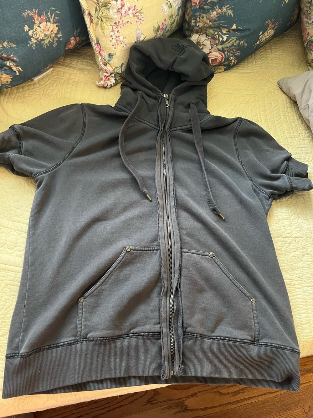 JOIE hoodie short sleeves charcoal gray
